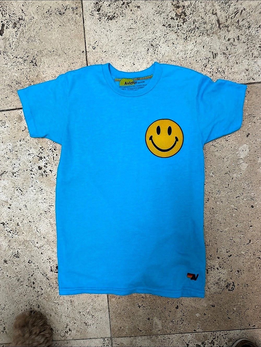 Aviator Nation Kid's Smiley 2 Tee Boys 12 Blue & Yellow
